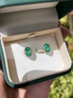3.90Tcw Vivacious Vivid Oval Bezel Set Earrings 18K High Quality