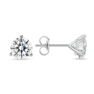 3Ctw Round Diamond Stud Earrings in 14K White Gold