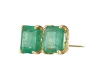 4.84Tcw Rich Dark Green Emerald & Diamond Latch Back Omega Earrings 14K