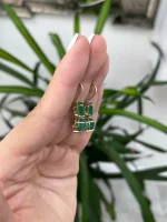 4.87Tcw 14K Colombian Emerald Asscher Cut Double Prong Stud Earrings