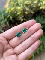 4.87Tcw 14K Rich Green Emerald & Diamond Accent Stud Earrings
