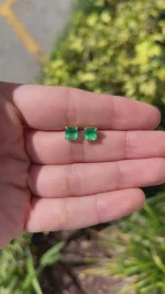 5.10Tcw Classic Emerald Cut Double Claw Prong Stud Earrings 18K