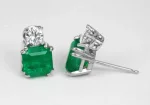 5.93Tcw Tear Drop Emerald & Diamond Dangle Earrings 14K
