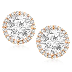 5 Carat Total Weight Round Studs with Halo — view 2