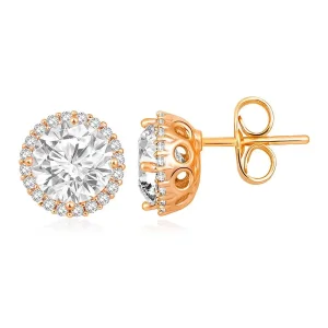 5 Carat Total Weight Round Studs with Halo — view 3