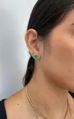 6.0Tcw Big Asscher Cut Rich Green Classic Emerald Solitaire May Birthstone Earrings 14K