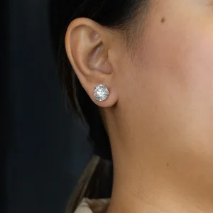 8.65 Carats Total Round Brilliant Cut Diamond Stud Earrings in Platinum