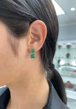 Aaa 6.0Tcw Natural High Quality Emerald Vivid Dark Green Dangle Drop Earrings 18K
