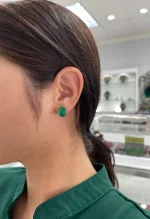 Aaa Top Quality 8.25Tcw Natural Emerald-cushion Cut Handmade Earrings 18K