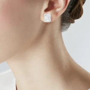 Diamond Earrings Emerald-cut Diamonds of 5.41 and 5.14 Carats, Platinum Ref. HJ-0336 — view 3