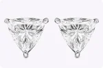 2.34 Carats Total Trillion Cut Diamond Stud Earrings in White Gold