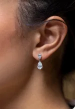 3.20 Carat Pear Shape Diamond Drop Earrings in Platinum