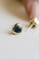 Heart Shape Blue Sapphire Bezel Studs