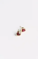 Heart Shape Ruby Bezel Studs