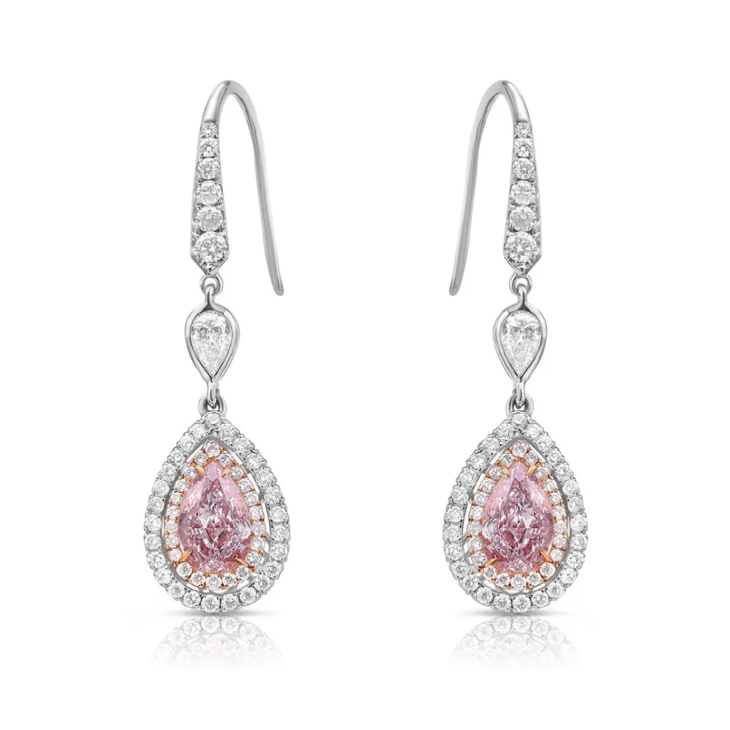 Light Pink Diamond Flower Studs
