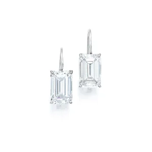 Pair of Diamond Earrings Set with Two Emerald-cut Diamonds Weighing 5.02 and 5.00 Carats