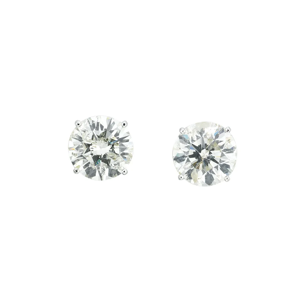 Round Brilliant-cut Diamonds of 5.03 and 5.00 Carats, Gold