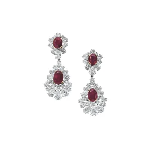 Ruby and Diamond Earrings Oval-shaped Rubies, Circular, Marquise and Pear-shaped Diamonds, Platinum and Yellow Gold in Yellow Gold Platinum Ref. GEM-0325