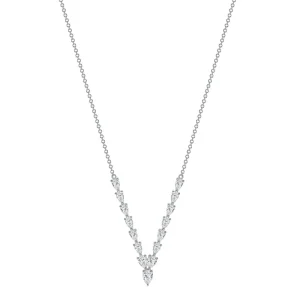 1.42CT. FLOATING V PEAR SHAPE DIAMOND NECKLACE IN 18K WHITE GOLD