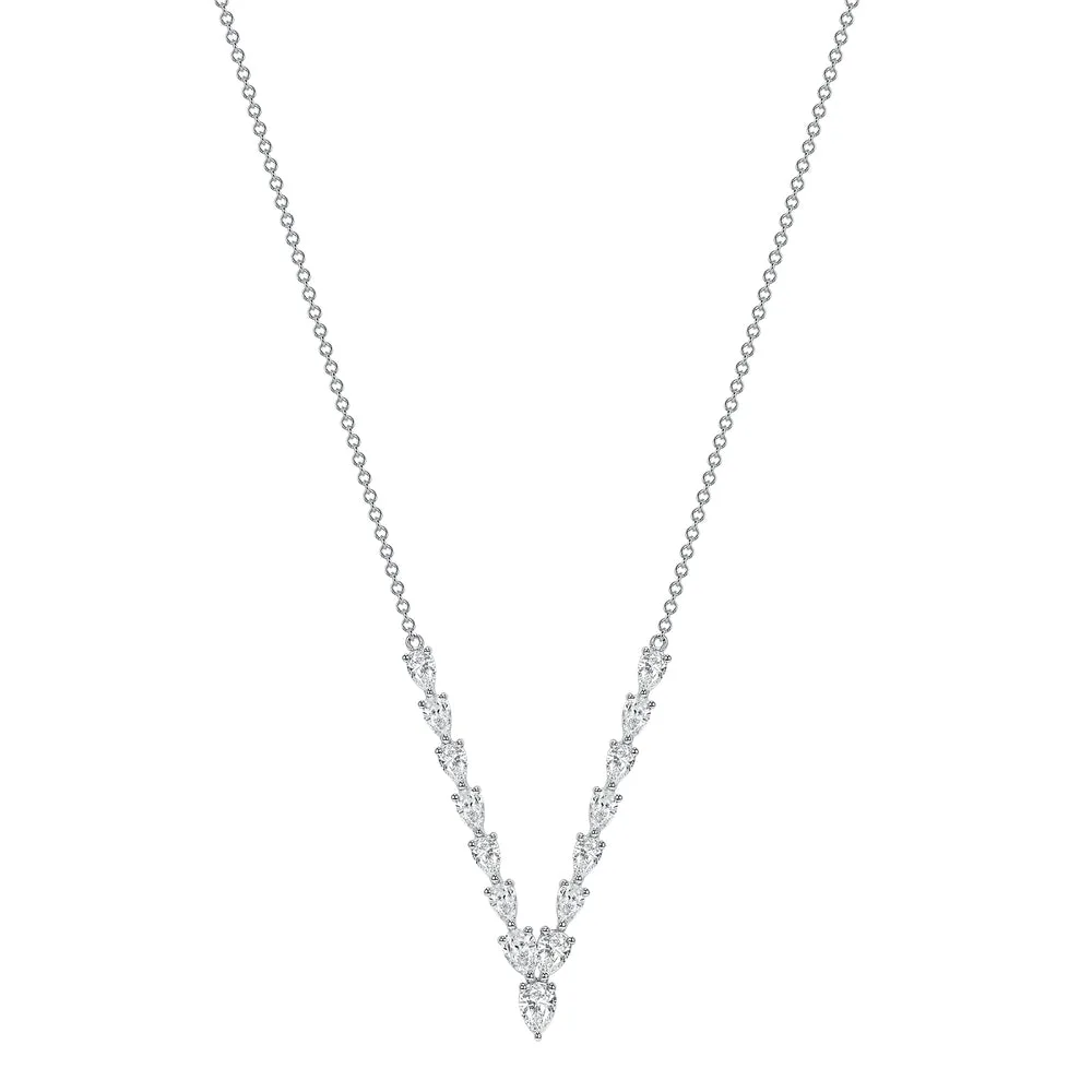1.42CT. FLOATING V PEAR SHAPE DIAMOND NECKLACE IN 18K WHITE GOLD