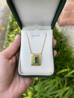 1.60 Carat Bezel Set Colombian Emerald Solitaire Necklace Gold 18K