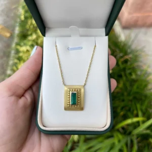 1.60 Carat Bezel Set Colombian Emerald Solitaire Necklace Gold 18K