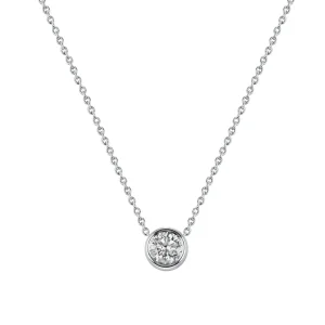1 Carat ROUND CUT BEZEL SET DIAMOND PENDANT NECKLACE IN WHITE GOLD