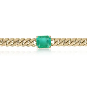 10 Carat Jumbo East To West Colombian Emerald Cuban Link Choker 14K