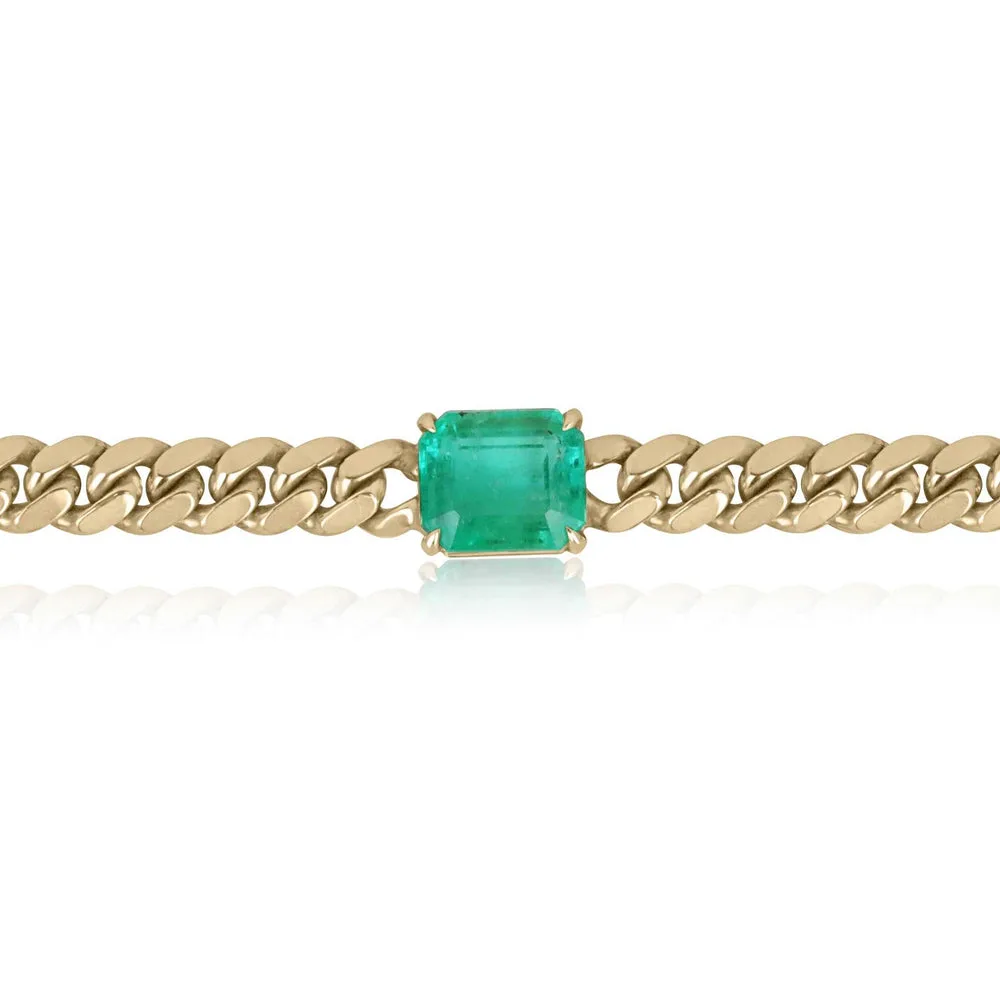 10 Carat Jumbo East To West Colombian Emerald Cuban Link Choker 14K