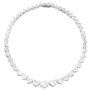 100 carat heart tennis necklace 10 carat centre stone F-I vvs-VS