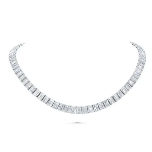100 carats emerald cut tennis necklace I J VVS-Vs 1.5 carat each emerald cut