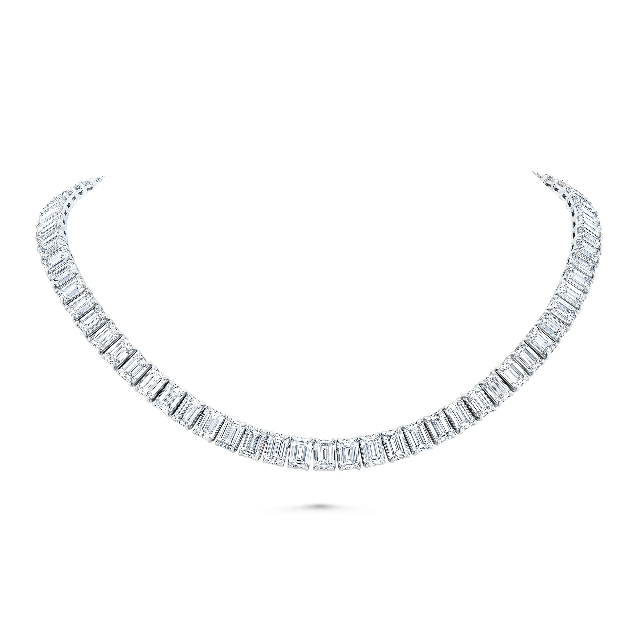 100 carats emerald cut tennis necklace I J VVS-Vs 1.5 carat each emerald cut