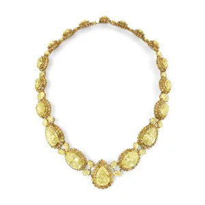 100 carats fancy yellow diamond necklace