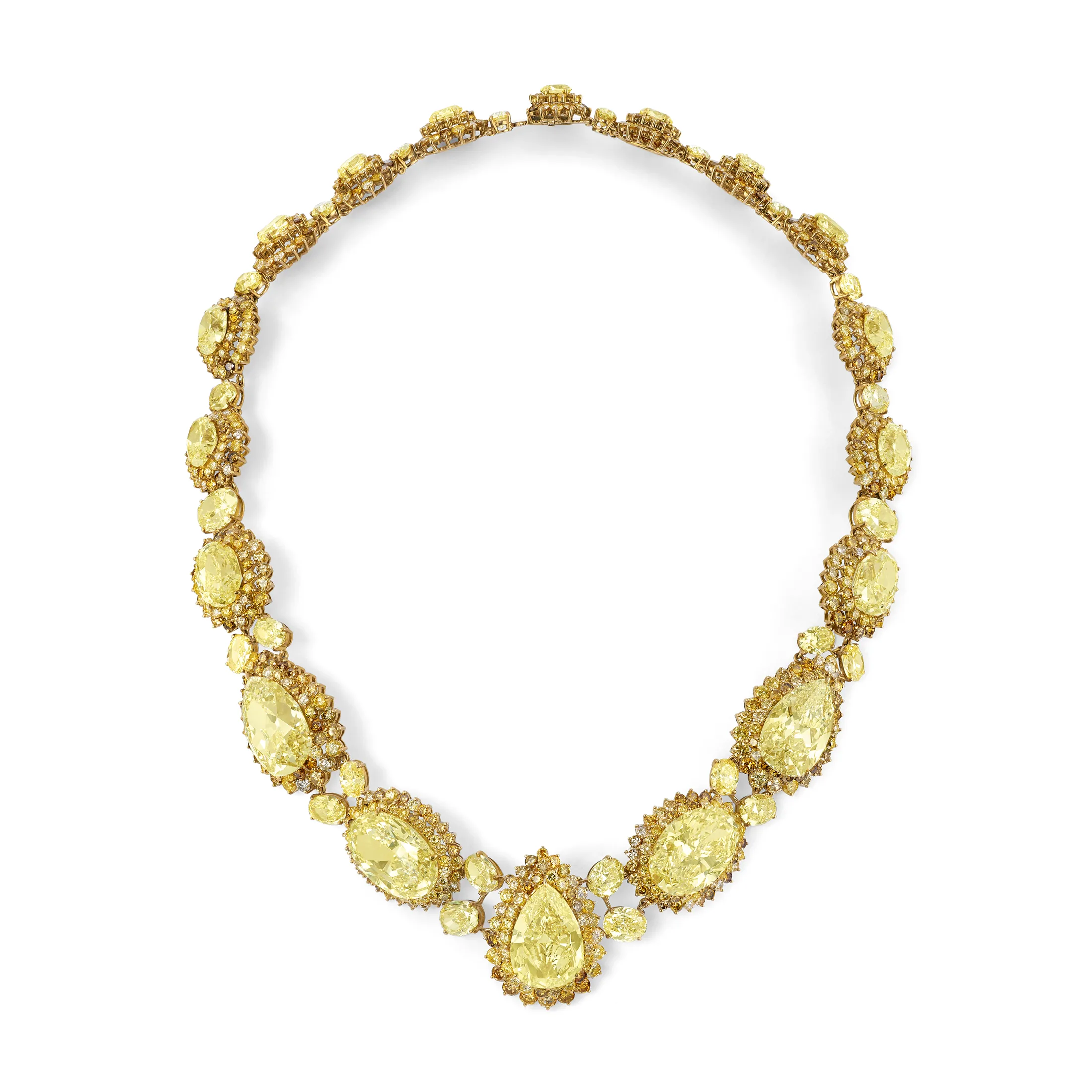 100 carat fancy yellow diamond necklace with graduated stones