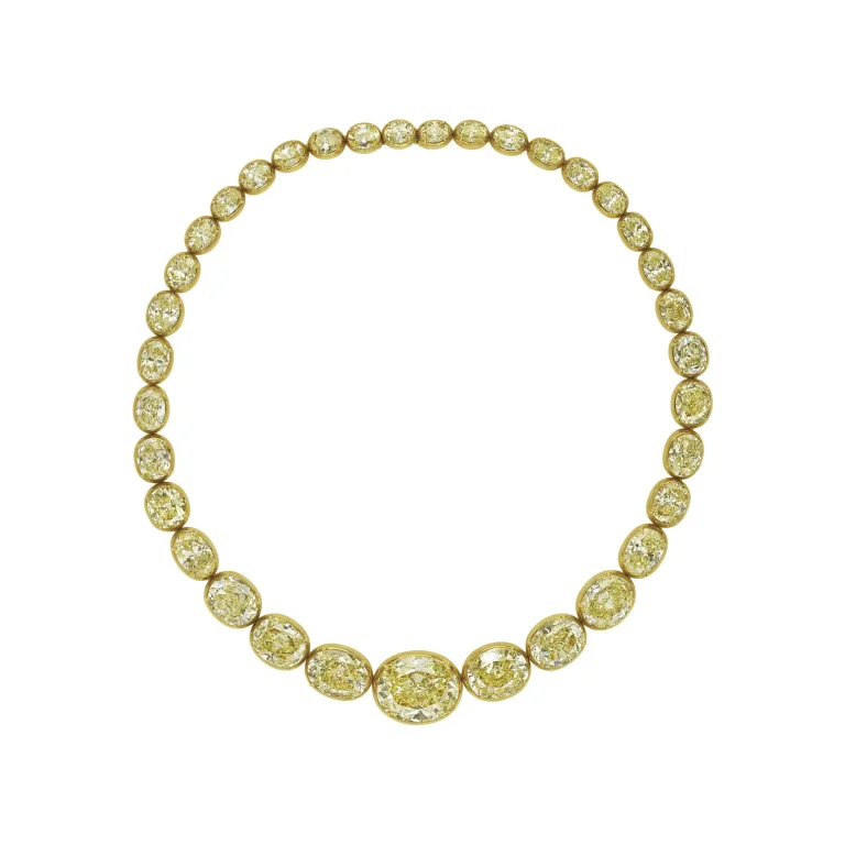 100 carats fancy yellow oval cut necklace