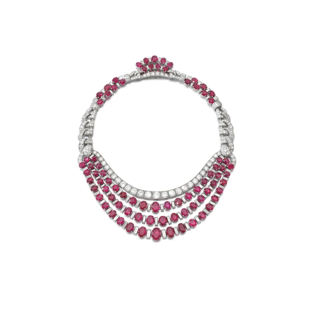 100 carats Ruby and diamond Necklace