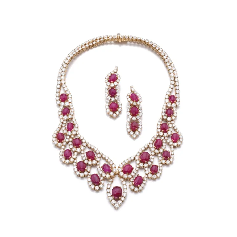 100 carats Ruby and diamond necklace
