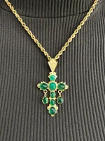 10tcw Nuestra Señora De Atocha Replica Natural Colombian Emerald Cabochon Cross 18K