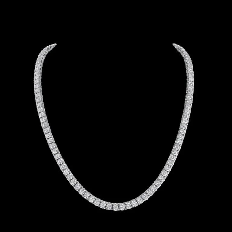 11 carat ROUND BRILLIANT CUT DIAMOND TENNIS NECKLACE IN PLATINUM