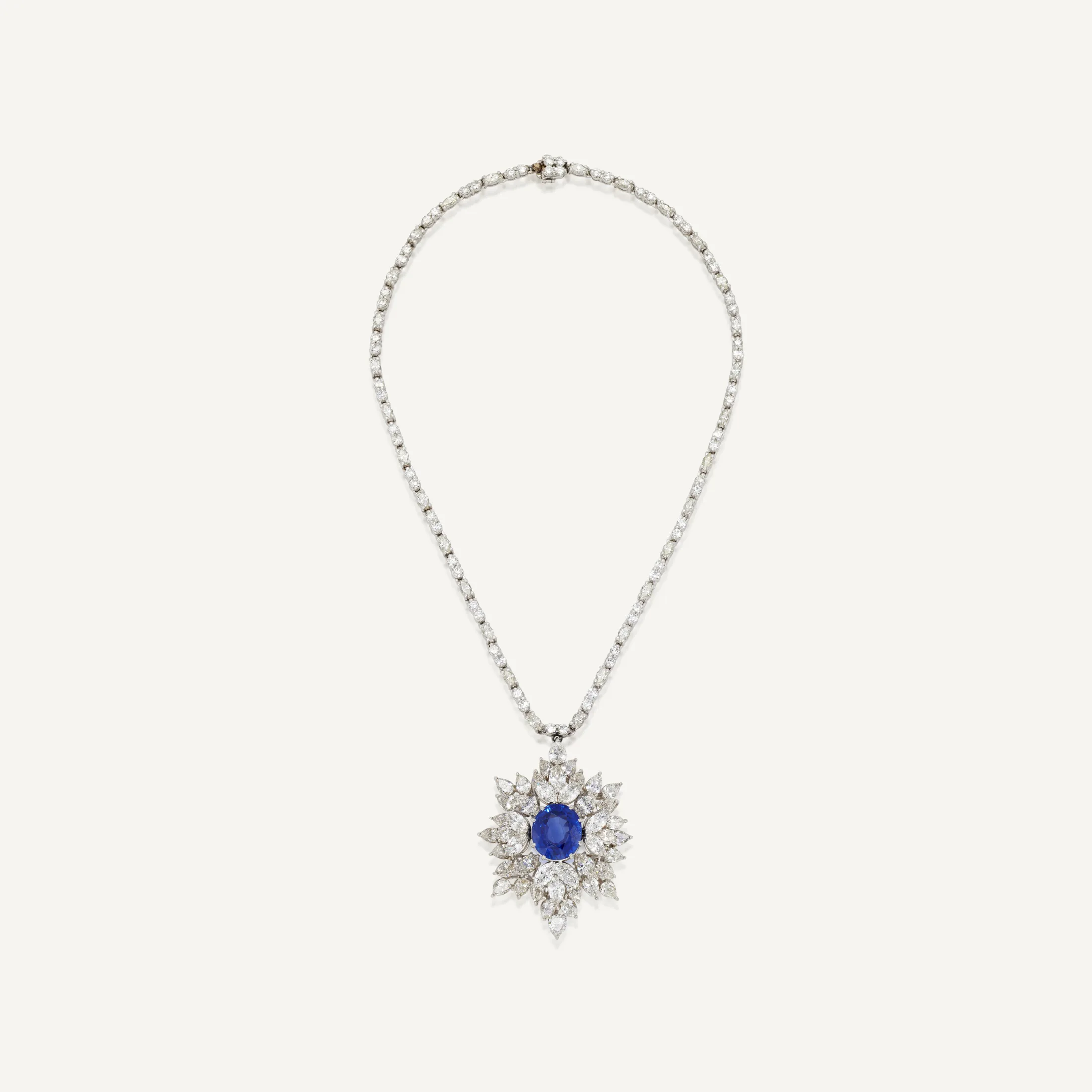 12 carats cushion cut SAPPHIRE AND DIAMOND NECKLACE