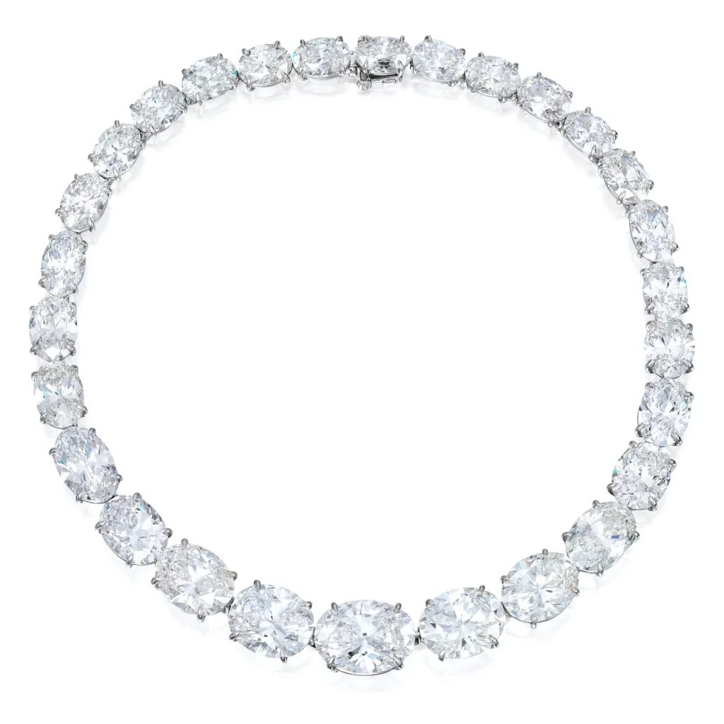 120 carats oval tennis necklace I J VVS-VS