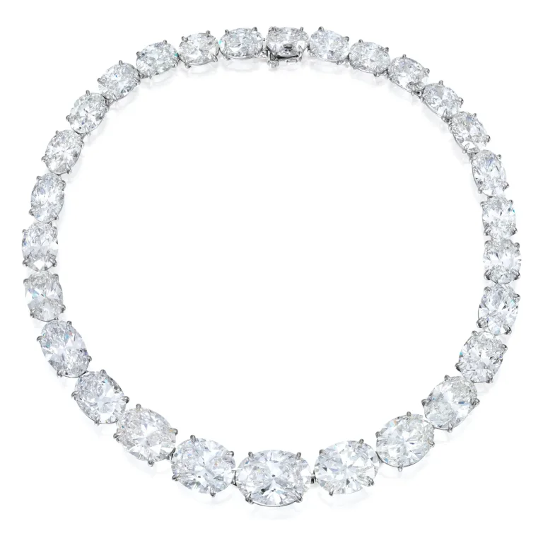 120 carats oval tennis necklace I J VVS-VS