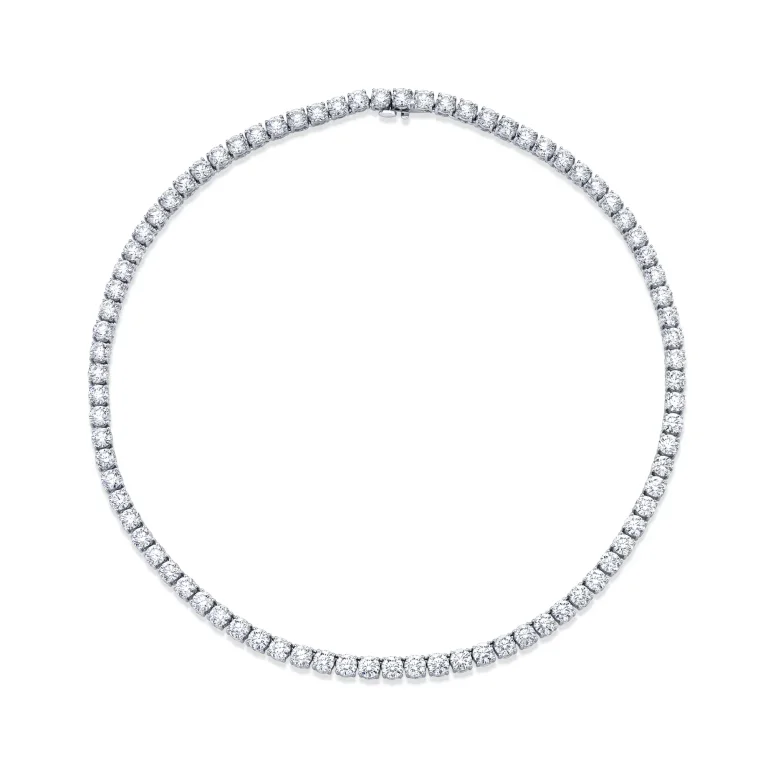 130 carat round tennis necklace 2 carat each D-F vvs-vs