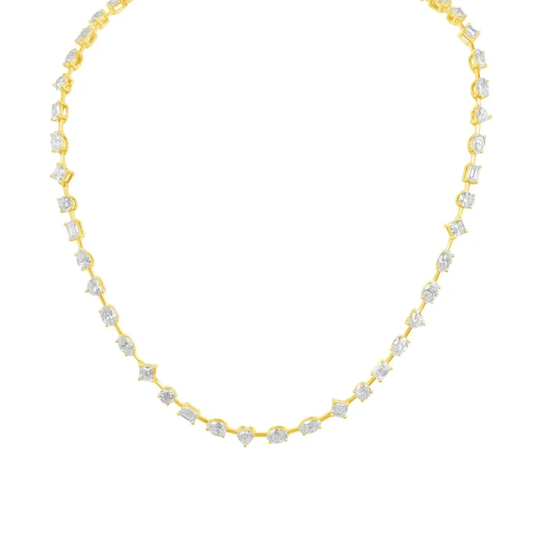 14.91CT MIXED SHAPE DIAMOND BAR NECKLACE IN 18K YELLOW GOLD