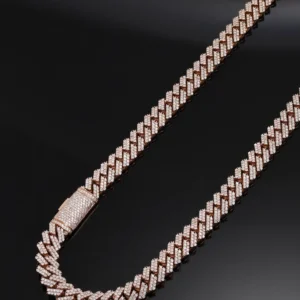 14K Rose Gold 10mm Round Diamond Cuban Link Chain 20.0ct