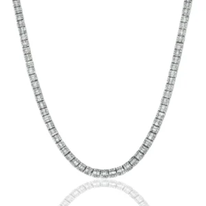 14K White Gold Baguette Diamond Chain 19.86ct