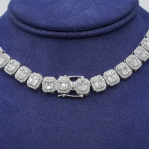 14K White Gold Baguette & Round Graduated Diamond Chain 27.03ct