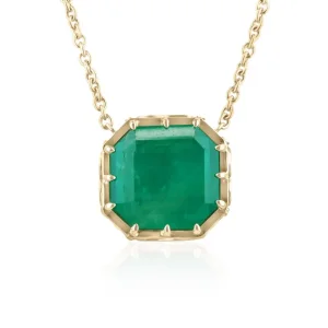 18Ct Colombian Emerald Pendant Features Vintage Georgian Inspired Necklace