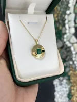 2.05ct 18K Natural Solitaire Asscher Cut Dark Rich Green Emerald Pendant Necklace