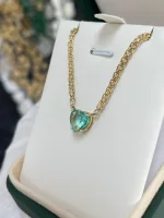 2.19 Carat Heart Cut Colombian Emerald Pendant Necklace